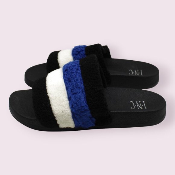 Inc Womens Black Striped Comfort Peymin Round Toe Slide Sandals - Picture 7 of 7